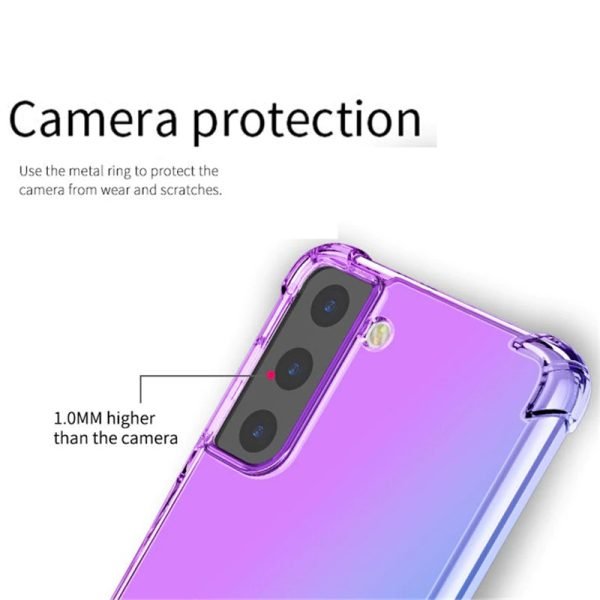 Samsung Galaxy S22 Ultra Clear Rainbow Case Shockproof Tough Gel Transparent Air Cushion Heavy Duty Phone Back Cover (Purple+Blue) - Image 3