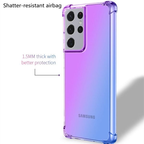 Samsung Galaxy S22 Ultra Clear Rainbow Case Shockproof Tough Gel Transparent Air Cushion Heavy Duty Phone Back Cover (Purple+Blue) - Image 4