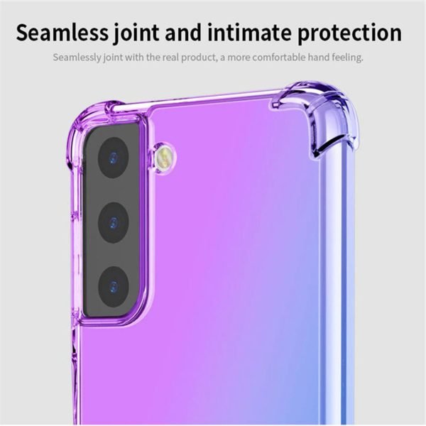 Samsung Galaxy S22 Ultra Clear Rainbow Case Shockproof Tough Gel Transparent Air Cushion Heavy Duty Phone Back Cover (Purple+Blue) - Image 5