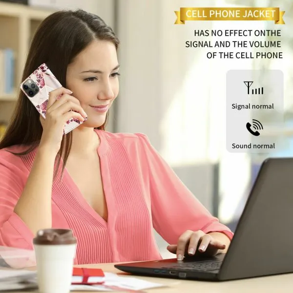 Marble Wallet Case For Apple iPhone 14 Plus Card Holder Leather Flip Cover (Pink) - Image 7