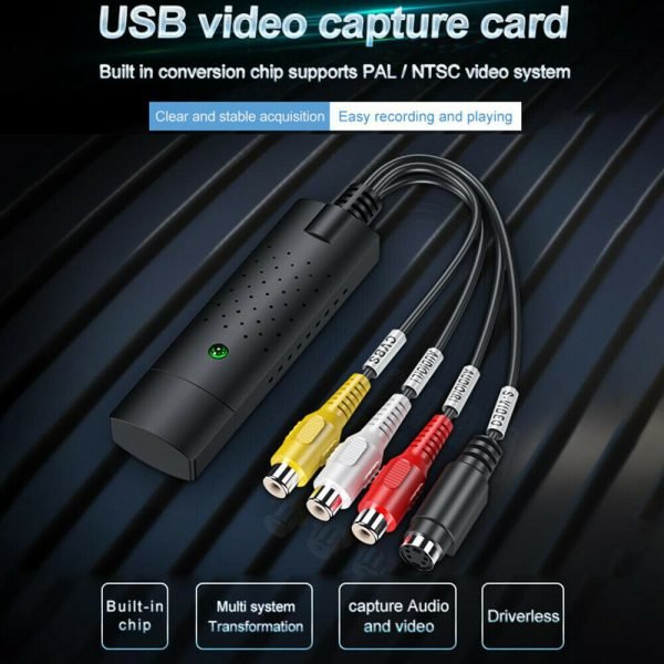 USB 2.0 Video Audio Capture Card Adapter PC VHS VCR TV to DVD Converter Support Win 2000/Win Xp/ Win Vista /Win 7/ Win 8/ Win 10