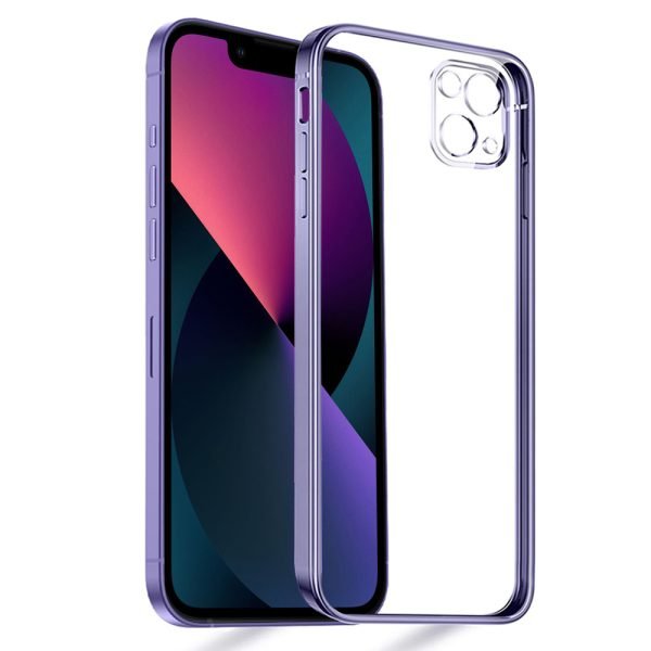 Electro Plating Clear Case For Apple iPhone 8 Shockproof Tough Heavy Duty Back Cover (Purple) - Image 2