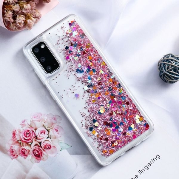 Samsung Galaxy S21 5G Smart Shockproof Dynamic Liquid Bumper Glitter Stars Case Cover (Purple) - Image 5