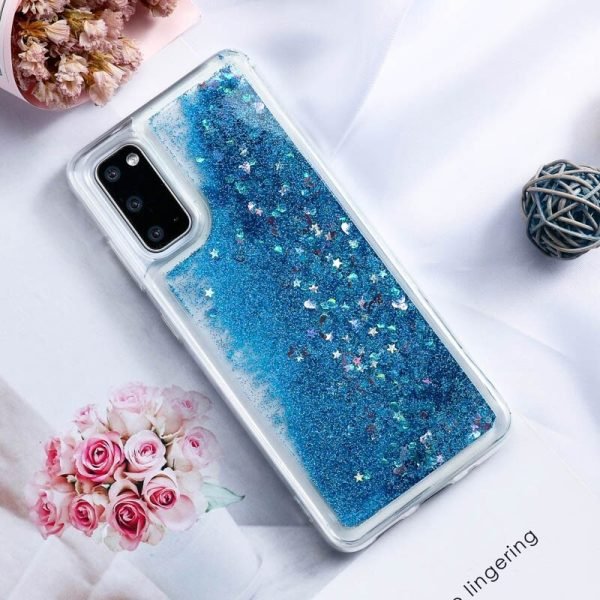 Samsung Galaxy S21 5G Smart Shockproof Dynamic Liquid Bumper Glitter Stars Case Cover (Purple) - Image 3