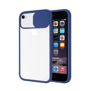For Apple iPhone 7 / 8 Blue Tough Case Shockproof Heavy Duty TPU Smart Camera Lens Protector Slide Back Cover