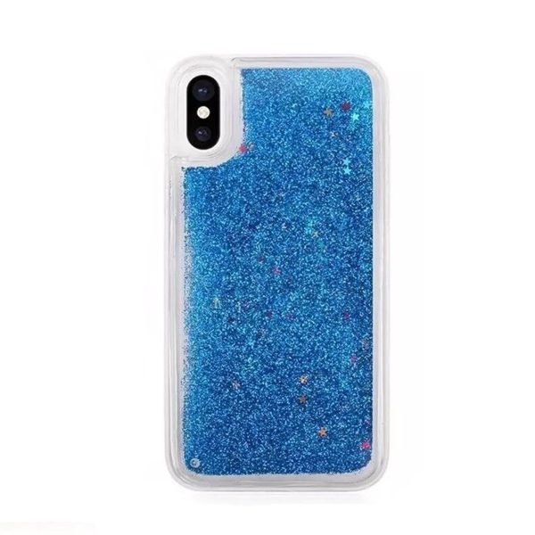 For Apple iPhone XR Blue Clear Gel Case Heavy Duty Shockproof Liquid Glitter TPU Silicone Back Cover