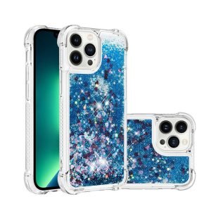 For Apple iPhone 11 Pro Blue Clear Gel Case Heavy Duty Shockproof Liquid Glitter TPU Silicone Back Cover