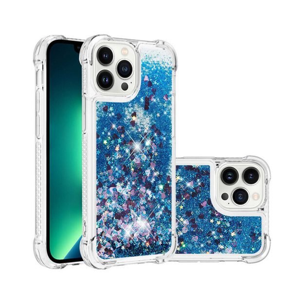 For Apple iPhone 11 Blue Clear Gel Case Heavy Duty Shockproof Liquid Glitter TPU Silicone Back Cover