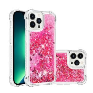 For Apple iPhone 11 Pro Pink Clear Gel Case Heavy Duty Shockproof Liquid Glitter TPU Silicone Back Cover