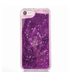 For Apple iPhone 7 Plus / 8 Plus Purple Clear Gel Case Heavy Duty Shockproof Liquid Glitter TPU Silicone Back Cover