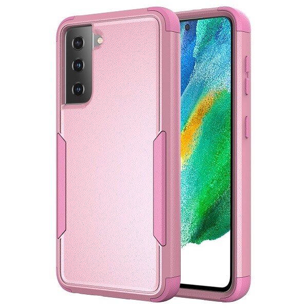 Samsung Galaxy S21 FE Case Drop Resistant Defender Tradies Heavy Duty Rugged Shockproof Tough Cover (Pink)