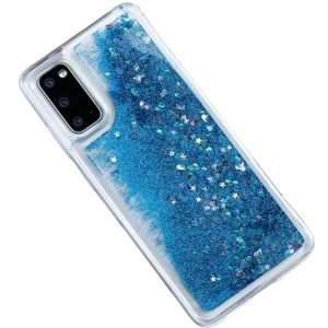 Samsung Galaxy S21 5G Smart Shockproof Dynamic Liquid Bumper Glitter Stars Case Cover (Blue)