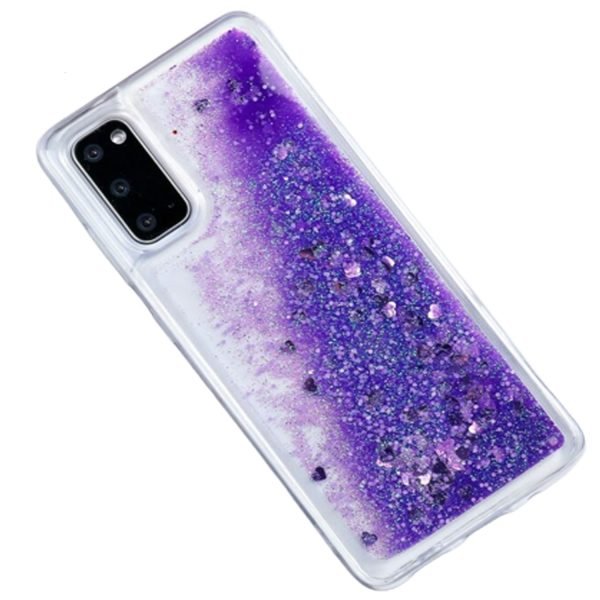 Samsung Galaxy S21 5G Smart Shockproof Dynamic Liquid Bumper Glitter Stars Case Cover (Purple)