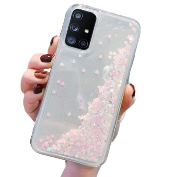 Samsung Galaxy S21 5G Smart Shockproof Dynamic Liquid Bumper Glitter Stars Case Cover (White)