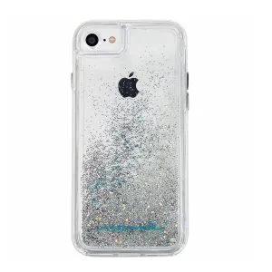 For Apple iPhone 7 Plus / 8 Plus White Clear Gel Case Heavy Duty Shockproof Liquid Glitter TPU Silicone Back Cover
