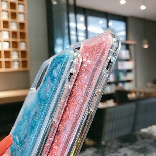 For Apple iPhone XR Blue Clear Gel Case Heavy Duty Shockproof Liquid Glitter TPU Silicone Back Cover - Image 9