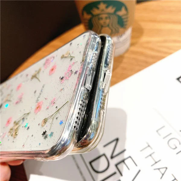 For Apple iPhone 11 Pro Max Smart Shockproof Dry Flower Glitter TPU Back Cover Case (Purple) - Image 4