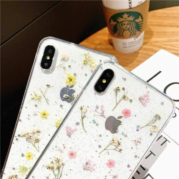 For Apple iPhone 11 Pro Smart Shockproof Dry Flower Glitter TPU Cover Case (Yellow) - Image 6