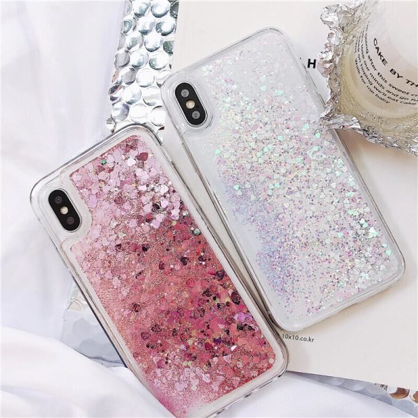 For Apple iPhone XR Blue Clear Gel Case Heavy Duty Shockproof Liquid Glitter TPU Silicone Back Cover - Image 2