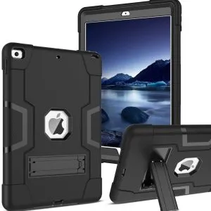 Apple iPad Mini 5 Gen Generation 7.9 inch 2019 Hybrid Fancy Kickstand 3 in 1 Shockproof Heavy Duty Hybrid Hard PC Cover Full Body Protective Case (Black)
