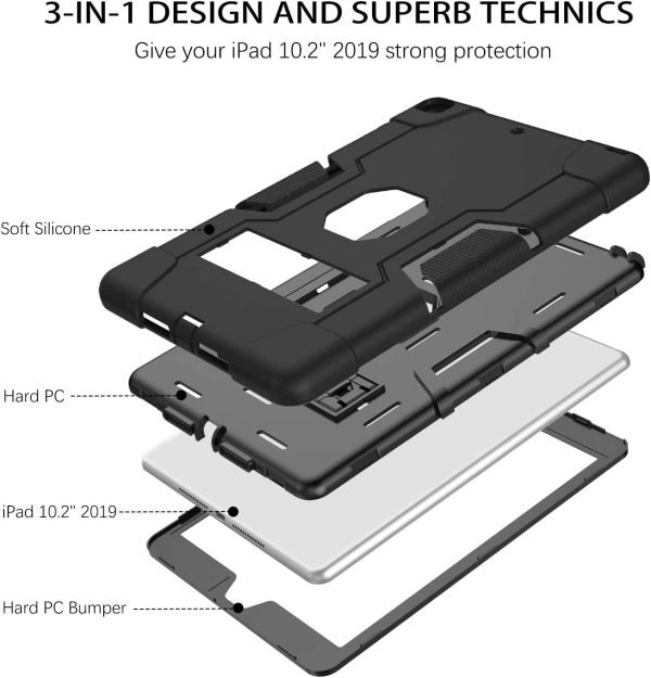 Apple iPad Air 5th Gen Generation 10.9 inch 2022 Hybrid Fancy Kickstand 3 in 1 Shockproof Heavy Duty Hybrid Hard Case (Black) - Image 6