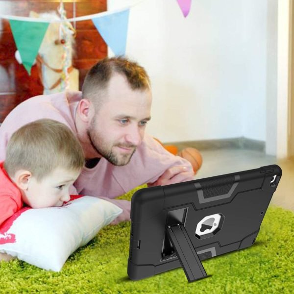Apple iPad Air 5th Gen Generation 10.9 inch 2022 Hybrid Fancy Kickstand 3 in 1 Shockproof Heavy Duty Hybrid Hard Case (Black) - Image 2