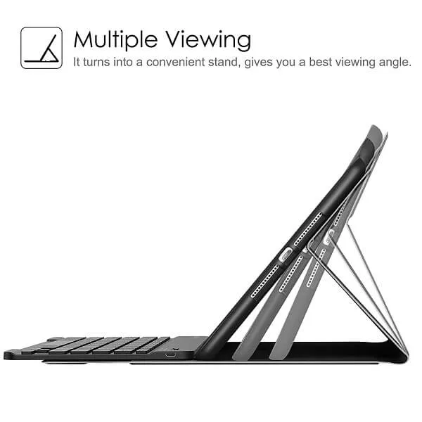 Apple iPad 7th Gen Generation 10.2 inch 2019 Wireless Bluetooth Keyboard Case, Folio Leather Smart Stand Cover