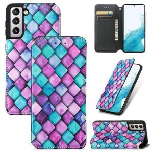 CaseNeo For Samsung Galaxy S23 5G Leather Wallet Flip Case With RFID Blocking Credit Card Holder Slots Cover – Purple Scales