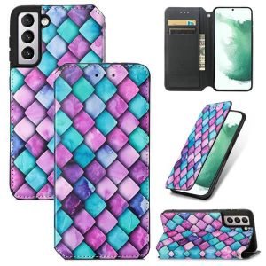 CaseNeo For Samsung Galaxy S23 Plus 5G Leather Wallet Flip Case With RFID Blocking Credit Card Holder Slots Cover – Purple Scales
