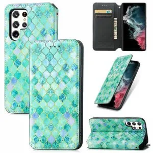 CaseNeo For Samsung Galaxy S23 Ultra 5G Leather Wallet Flip Case With RFID Blocking Credit Card Holder Slots Cover – Emerald