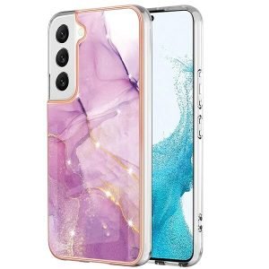 Samsung Galaxy S23 Plus 5G Case Hard back Marble Pattern Slim Design Enhanced Camera and Screen Protection Girls and Women Cover (Purple)