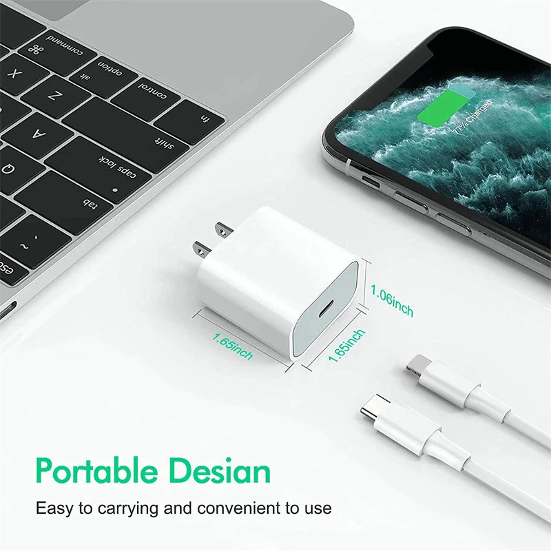 20W PD QC Fast Wall Charger New USB C Power Adapter For Samsung iPhone iPad Tablet (White) - Image 3