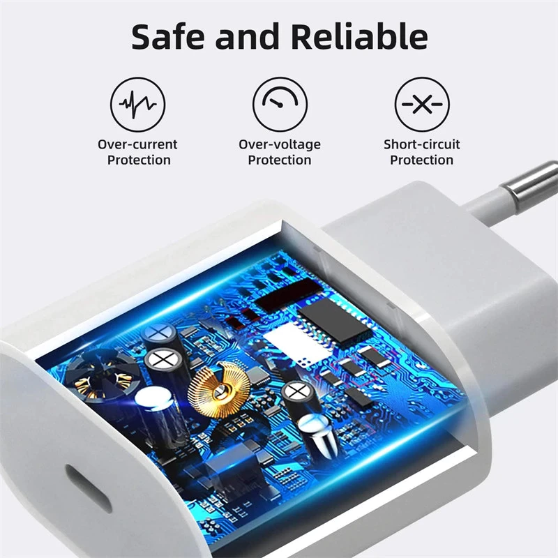 20W PD QC Fast Wall Charger New USB C Power Adapter For Samsung iPhone iPad Tablet (White) - Image 2