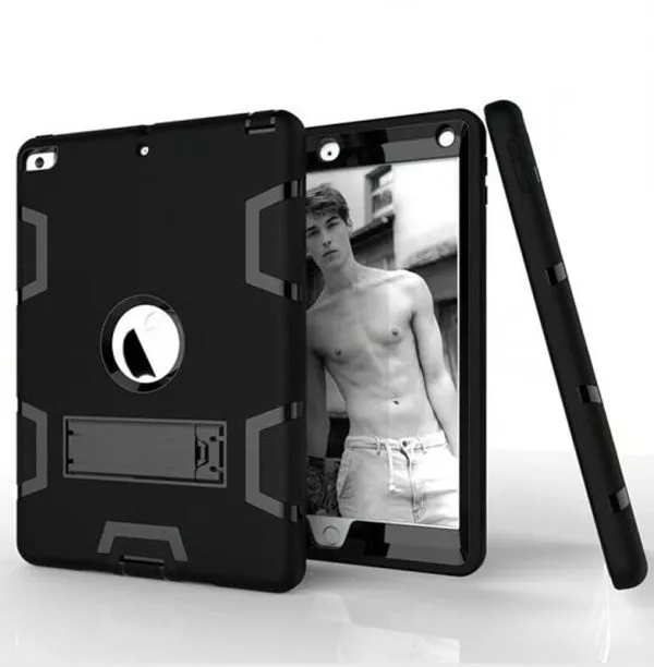 Apple iPad Mini 5 Gen Generation 7.9 inch 2019 Hybrid Fancy Kickstand 3 in 1 Shockproof Heavy Duty Hybrid Hard PC Cover Full Body Protective Case (Black)