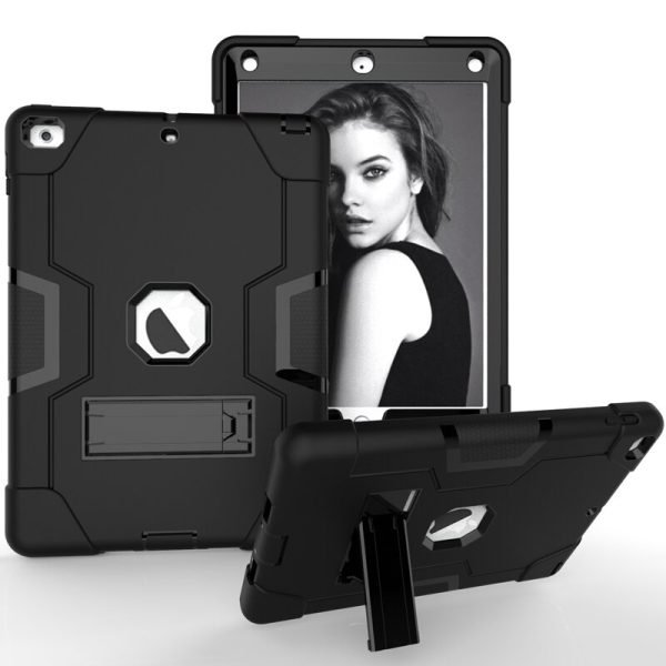 Apple iPad 10th Gen Generation 10.9 inch 2022 Hybrid Fancy Kickstand 3 in 1 Shockproof Heavy Duty Hybrid Hard PC Cover Full Body Protective Case (Black)