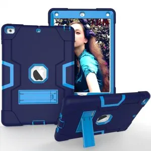Apple iPad Mini 5 Gen Generation 7.9 inch 2019 Hybrid Fancy Kickstand 3 in 1 Shockproof Heavy Duty Hybrid Hard PC Cover Full Body Protective Case (Blue)