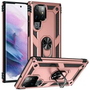 Samsung Galaxy S23 Ultra 5G Magnetic Ring Rugged Shockproof Case Heavy Duty Protective Back Cover (Rose Gold)