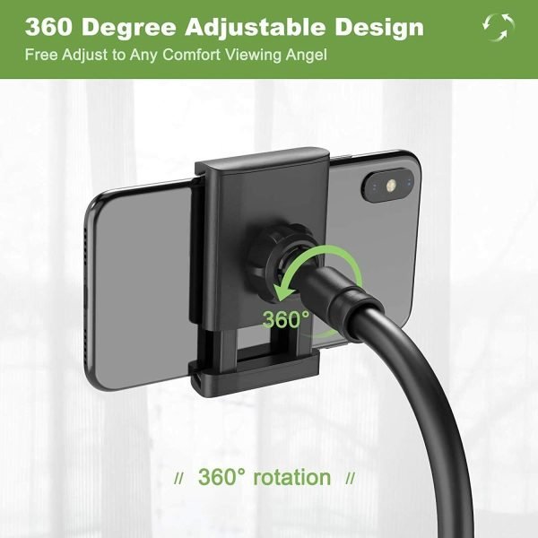 Universal Phone Holder Arm 360 Flexible Mount Stand For Apple Samsung Google Pixel LG Huawei Tablet iPad (Black) - Image 3