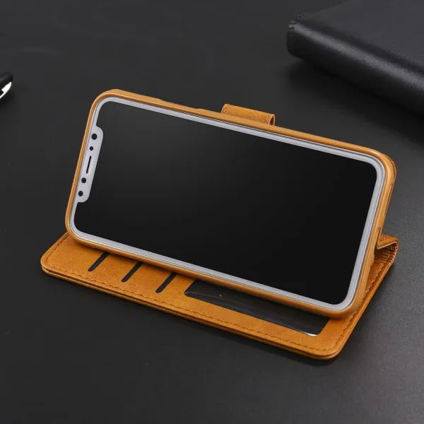 For Apple iPhone 12 Pro Brown Wallet Case Heavy Duty Shockproof Card Holder Leather Flip Cover - Image 3