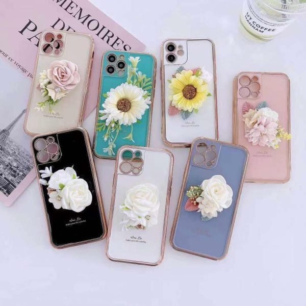 For Apple iPhone 12 Pro Smart Shockproof Flower Case Life Proof TPU Back Cover (White) - Image 5