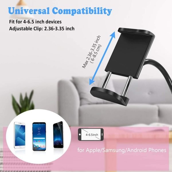 Universal Phone Holder Arm 360 Flexible Mount Stand For Apple Samsung Google Pixel LG Huawei Tablet iPad (Black) - Image 9