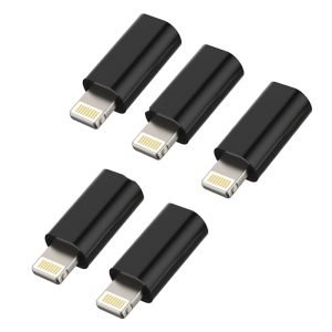 [5 Pack] USB Type C Female to Lightning Male Adapter Charger Adaptor Charging Converter for Apple iPhone 14 13 12 11 Pro Max Plus XR XS X SE 7 8 6S 6 Plus (Black)