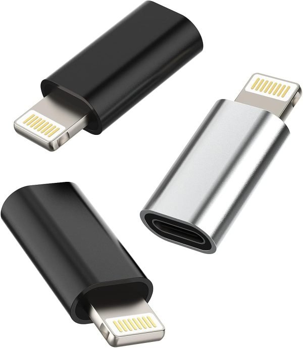 [5 Pack] USB Type C Female to Lightning Male Adapter Charger Adaptor Charging Converter for Apple iPhone 14 13 12 11 Pro Max Plus XR XS X SE 7 8 6S 6 Plus (Black)