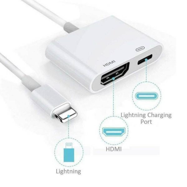 Lightning to HDMI Adapter for iPhone to TV, iPhone to HDMI Adapter 1080P Digital AV Adapter Screen Connector Cable with Charging Port for iPhone iPad to HDTVProjectorMonitor