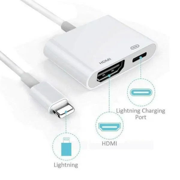 Lightning to HDMI Adapter for iPhone to TV, iPhone to HDMI Adapter 1080P Digital AV Adapter Screen Connector Cable with Charging Port for iPhone iPad to HDTVProjectorMonitor