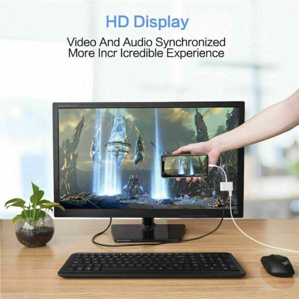 Lightning to HDMI Adapter for iPhone to TV, iPhone to HDMI Adapter 1080P Digital AV Adapter Screen Connector Cable with Charging Port for iPhone iPad to HDTVProjectorMonitor