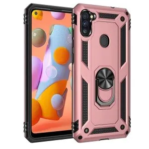 Samsung Galaxy A11 Shockproof Magnetic Car Mount Ring Case Cover (Rose Gold)