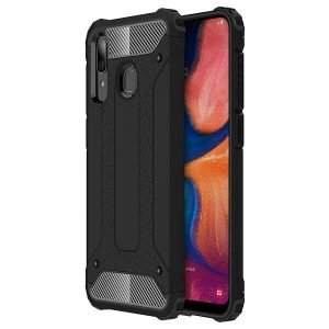Samsung Galaxy A20 Shockproof Heavy Duty Rugged Armour Case Cover (Black)