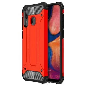 Samsung Galaxy A20 Shockproof Heavy Duty Rugged Armour Case Cover (Red)