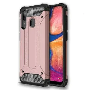 Samsung Galaxy A20 Shockproof Heavy Duty Rugged Armour Case Cover (Rose Gold)